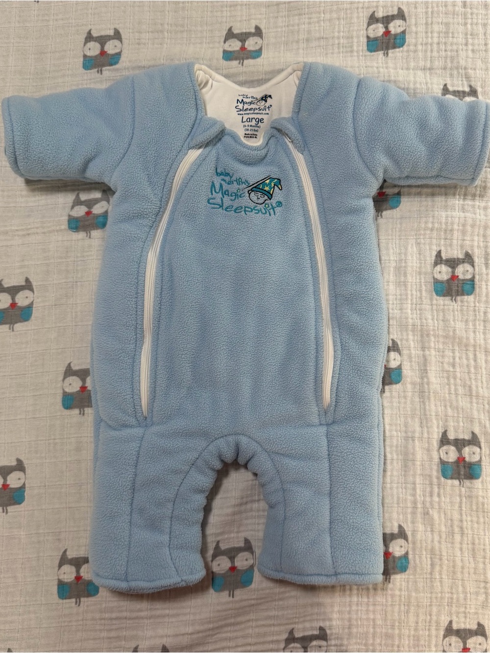 Baby Merlin’s Magic Sleepsuit Large 6-9 Months Blue Fleece